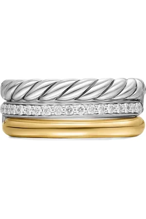 David Yurman 18K yellow gold and sterling DY Mercer?? Three Row diamond ring