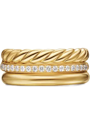 David Yurman 18K yellow DY Mercer?? Three Row diamond ring