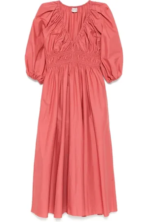 MATTEAU Shirred plunge button dress