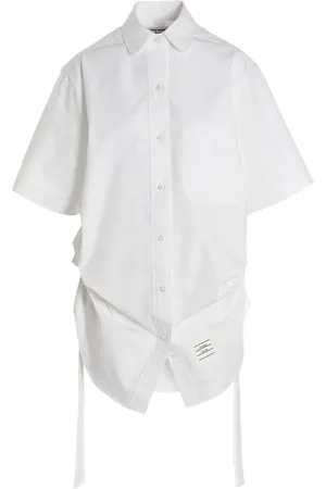 Thom Browne Heavy Poplin gathered shirt minidress