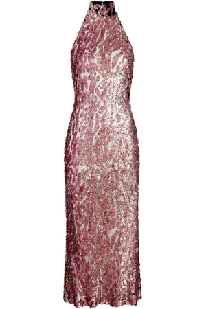 LAPOINTE Sequined halterneck midi dress