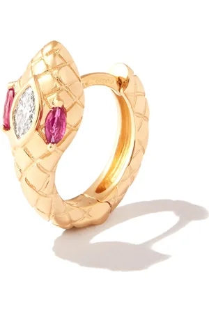 JACQUIE AICHE 14kt rose gold Head Snake diamond and ruby earring