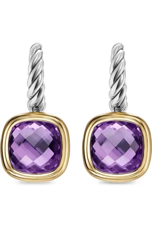 David Yurman 18kt yellow gold and sterling Albion amethyst drop earrings