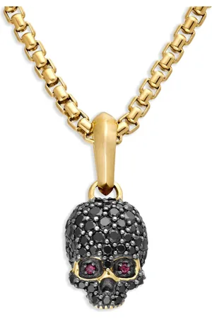 David Yurman 18kt yellow Memento Mori Skull diamond amulet (14mm)