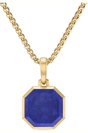 David Yurman 18kt yellow gold Faceted lapis lazuli amulet (16mm)