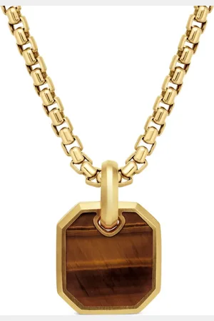 David Yurman 18kt yellow gold Roman tiger eye amulet (15mm)