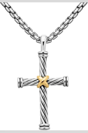 David Yurman 18kt yellow gold and sterling silver Cable Cross pendant