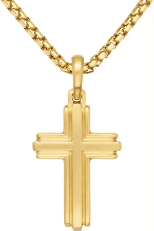 David Yurman 18kt yellow Deco Cross pendant (34mm)