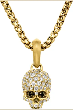 David Yurman 18kt yellow Memento Mori Skull diamond amulet