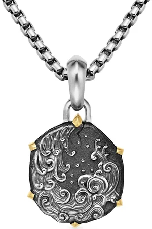David Yurman 18kt yellow gold and sterling Aquarius amulet (33mm)