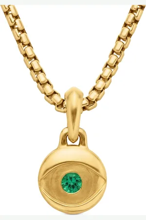 David Yurman 18kt yellow Evil Eye emerald amulet (14.5mm)