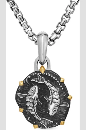 David Yurman 18kt yellow gold and sterling Pisces amulet (33mm)