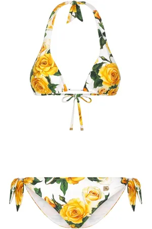 Dolce & Gabbana Yellow Rose triangle bikini set