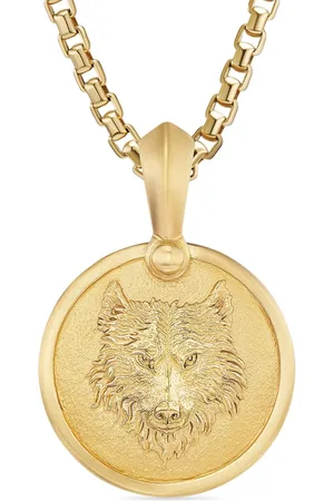 David Yurman 18kt yellow Petrvs Wolf amulet (30.6mm)