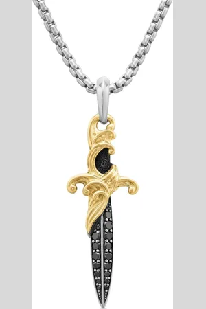 David Yurman 18kt yellow gold and sterling Waves Dagger diamond amulet (43.8mm)