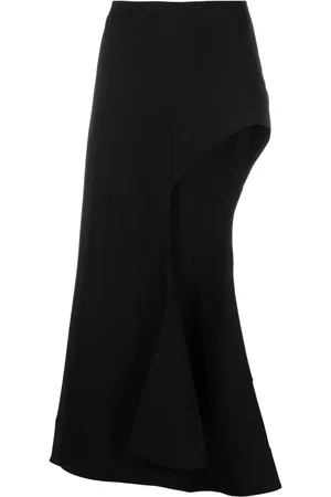 MUGLER Asymmetric draped maxi skirt
