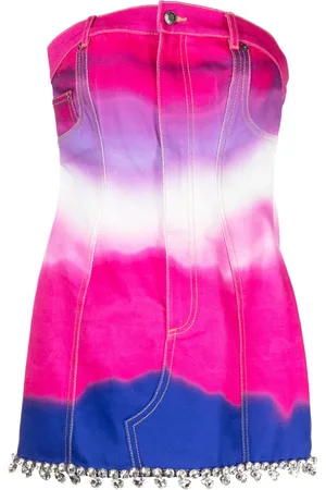 AREA Ombre strapless denim minidress