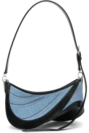 MUGLER Medium Spiral Curve 01 denim crossbody bag