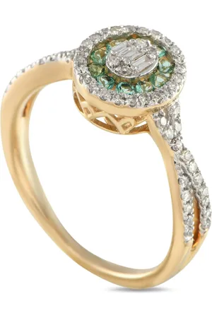 LB Exclusive 14K yellow diamond and emerald ring