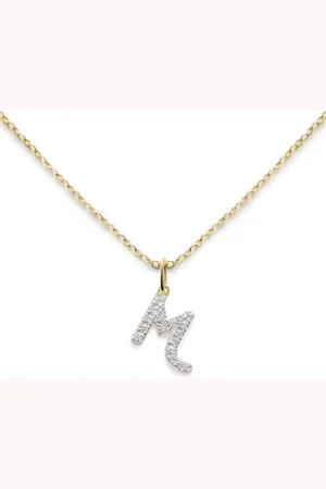 Monica Vinader 14kt yellow M diamond necklace