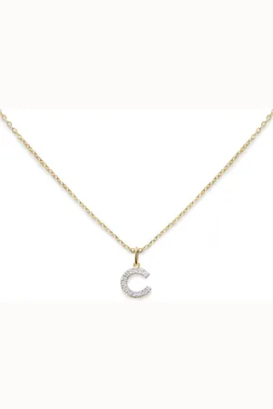 Monica Vinader 14kt yellow C diamond necklace