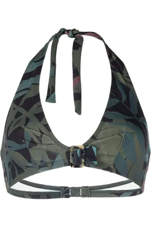 ERES Leaf print halter bikini top