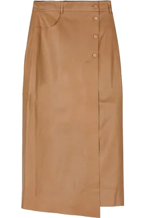 AERON Wrap leather midi skirt