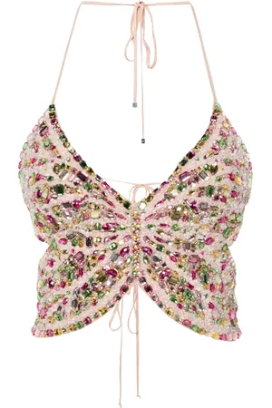BLUMARINE Rhinestoned halterneck top