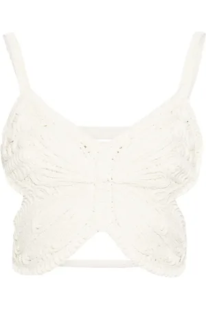 BLUMARINE Butterfly sleeveless crop top