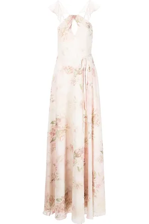 Marchesa Notte Floral ruffle halter