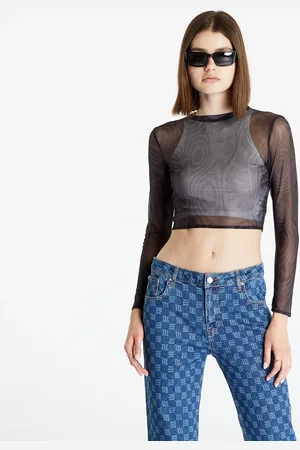 Rip N Dip Top Hypnotic Crop Mesh Long Sleeve Black L