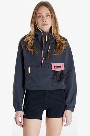 Columbia Windjack Painted Peak™ Cropped Wind Jacket Shark/ Pink Agave XL