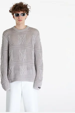 Daily paper Trui Zuberi Crochet Long Sleeve Sweater Moonstruck Grey L