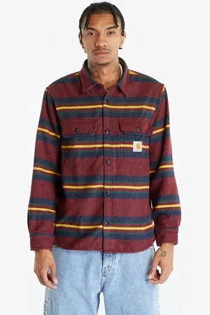 Carhartt Jas Oregon Shirt Jacket Starco Stripe, Bordeaux XS