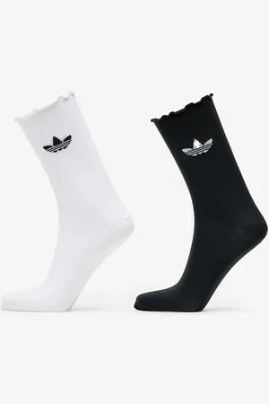adidas Adidas Semi-Sheer Ruffle Crew Socks 2-Pack White/ Black 43-45