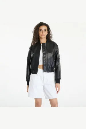Calvin Klein Jas Jeans Faux Leather Bomber Jacket Black M