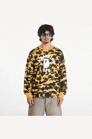 A Bathing Ape T-shirt 1St Camo College Long Sleeve Tee Yellow XL