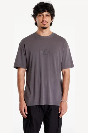 Calvin Klein T-shirt Jeans Washed Monologo Short Sleeve Tee Gray M