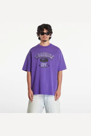 A Bathing Ape T-shirt Garment Dye Rhinestone Logo Relaxed Fit Short Sleeve Tee Purple L