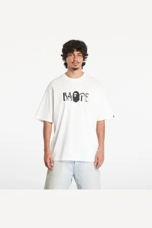 A Bathing Ape T-shirt Screen Print Logo Relaxed Fit Short Sleeve Tee Ivory XXL