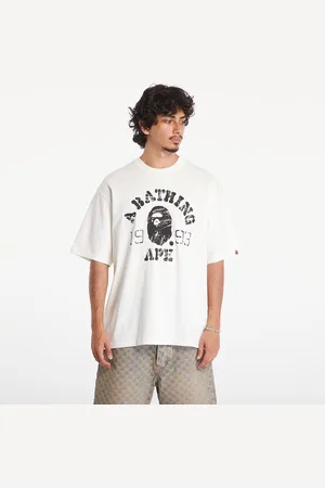 A Bathing Ape T-shirt Screen Print College Relaxed Fit Short Sleeve Tee Ivory XXL