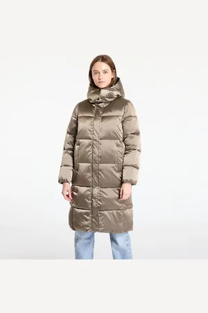 Calvin Klein Jas Jeans Shiny Satin Puffer Coat Brindle L