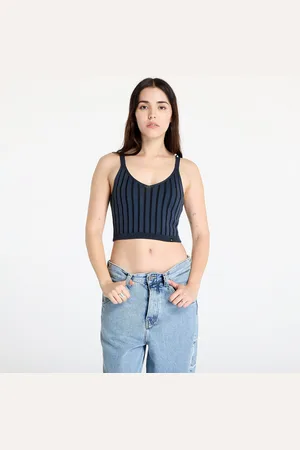 Calvin Klein Top Jeans Plated Sweater Bralette Blue L