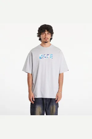 A Bathing Ape T-shirt Rhinestone Logo Relaxed Fit Short Sleeve Tee Gray L