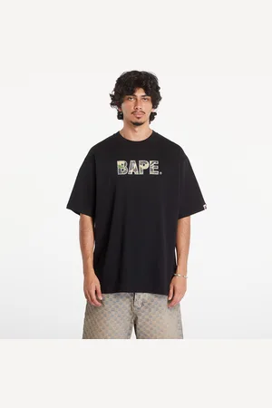 A Bathing Ape T-shirt Rhinestone Logo Relaxed Fit Short Sleeve Tee Black L