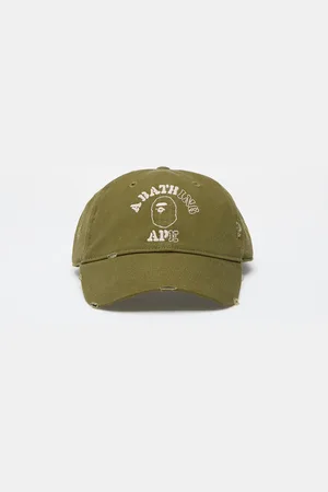 A Bathing Ape Worn Out College Cap Olive Drab Universal