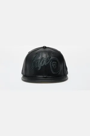 A Bathing Ape X New Era 59Fifty Leather Cap M Black L