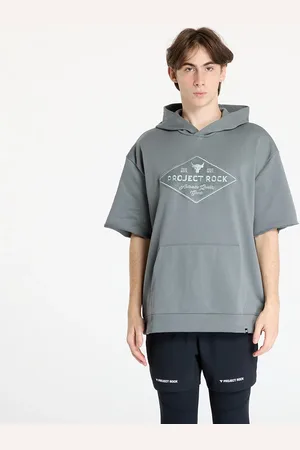 Under Armour Sweatshirt Project Rock Heavyweight Short Sleeve Hooded Tools T-Shirt Clay Green/ Clay Green M