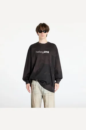 A Bathing Ape T-shirt Overprint Logo Relaxed Fit Long Sleeve Tee Black L