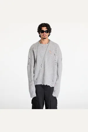 HELIOT EMIL Trui Convex Distressed Knit UNISEX Light Grey S
